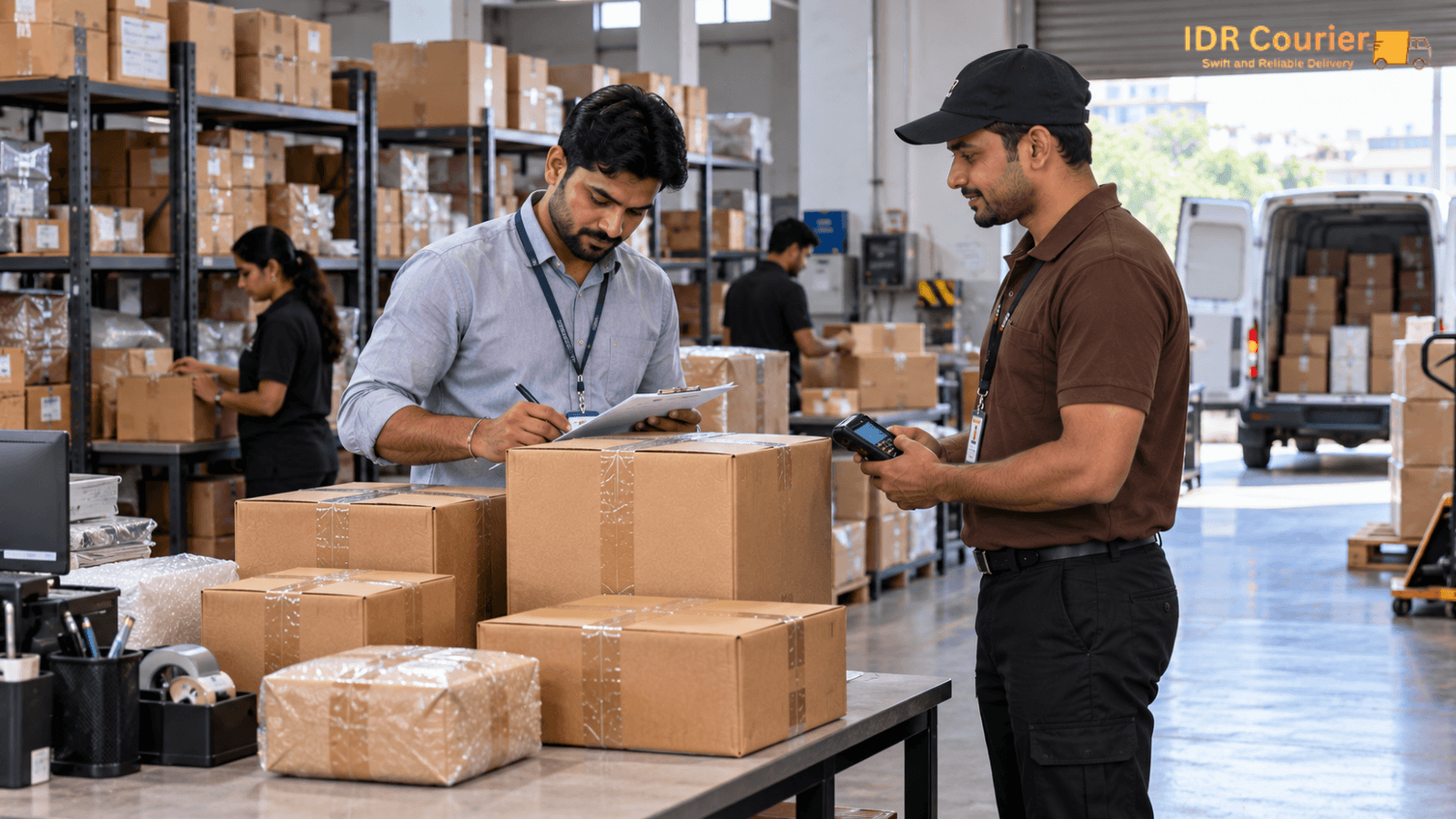 Commercial parcels being delivered to a business address in Bhopal