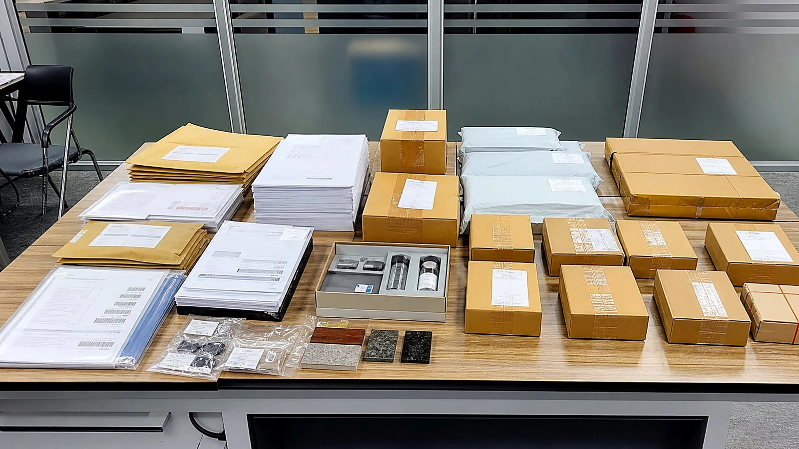 B2B business parcels and commercial documents packed and ready for courier pickup in Pune