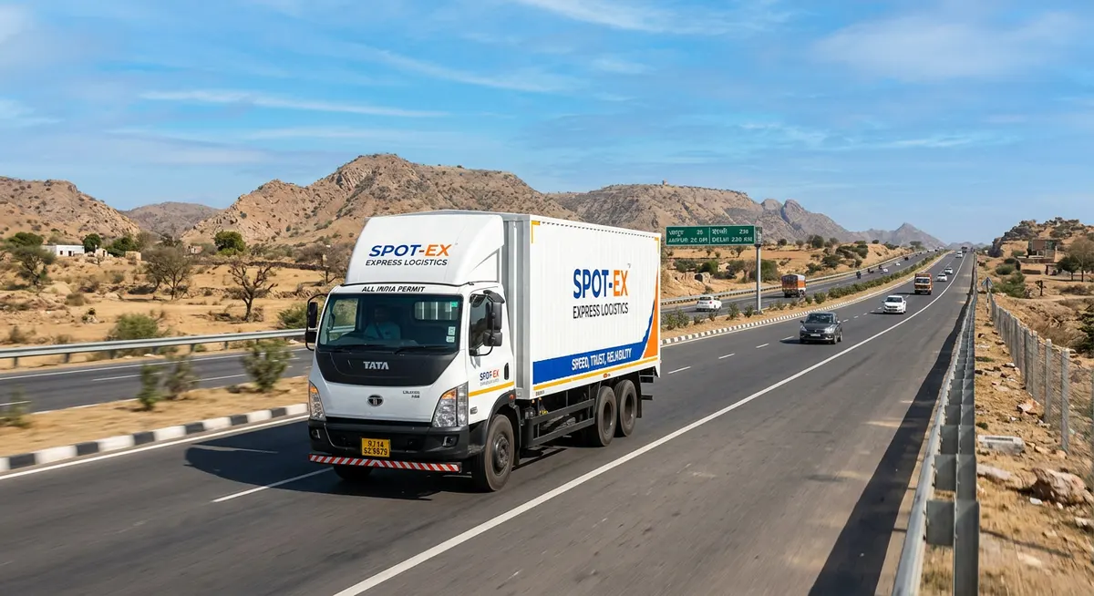 Express Freight Container Vehicle on Jaipur Express Highway