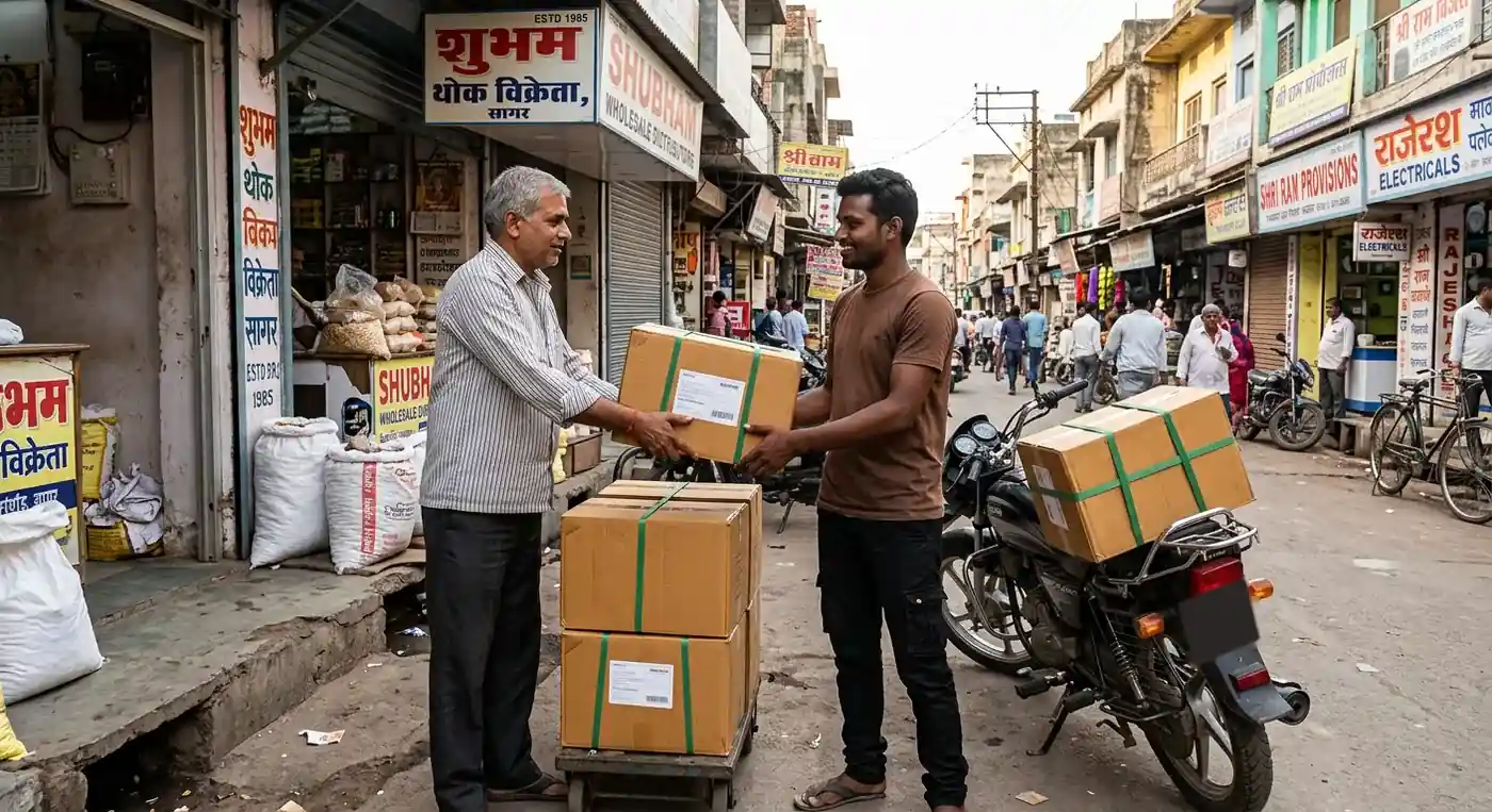 Commercial B2B courier collection in Sagar commercial trade market