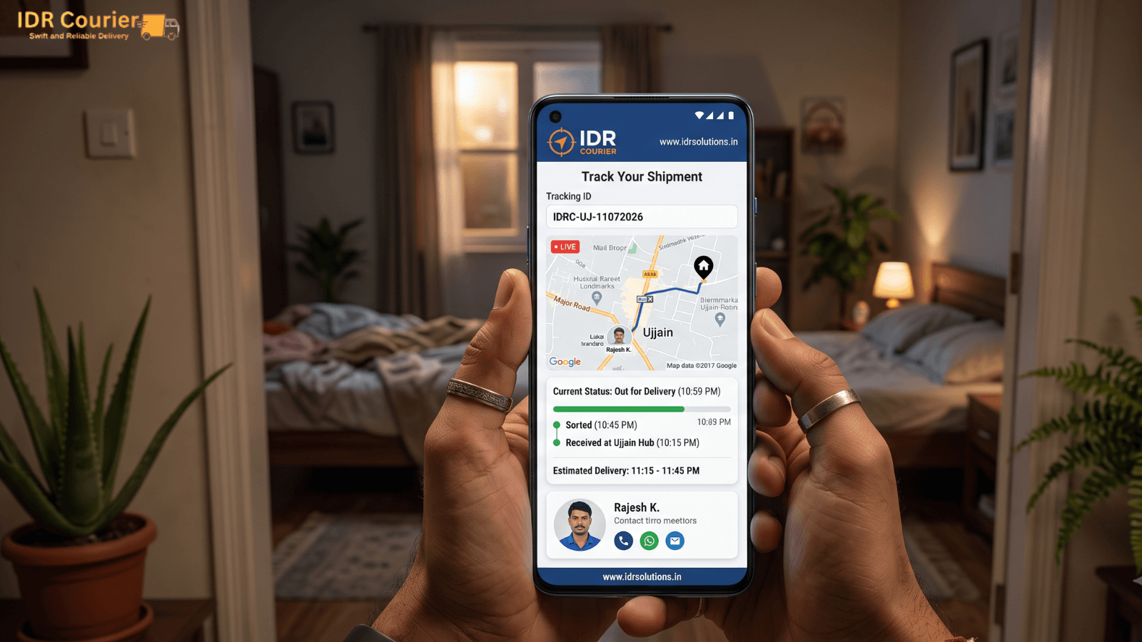 Business shipment tracking dashboard notification for Ujjain courier account