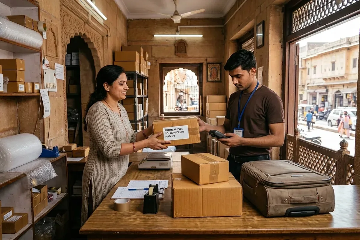 Courier pickup of multiple business parcels from a Jaipur seller