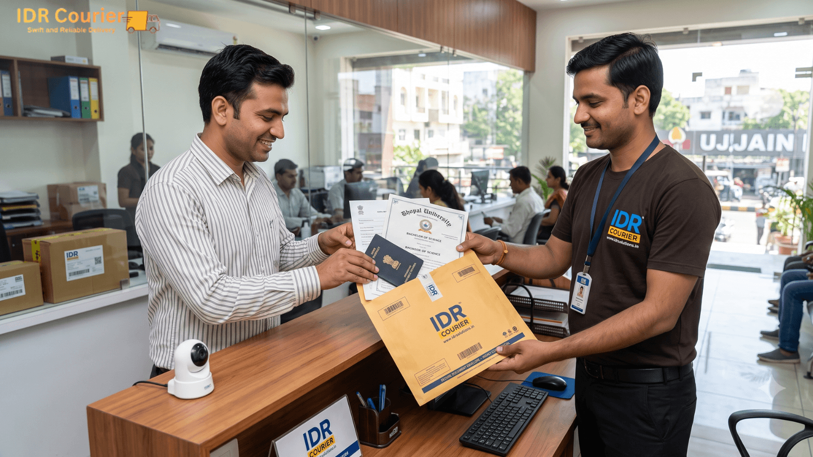 Passport and visa document courier pickup in Indore