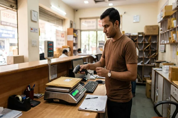 Document courier booking counter weighing sealed certificate envelope in Jabalpur