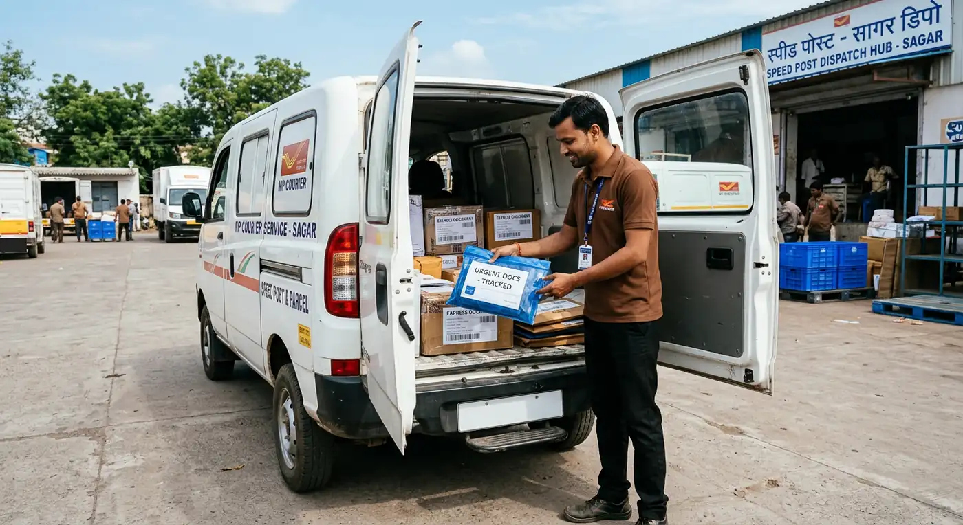 Loading document pouches for line-haul dispatch from Sagar