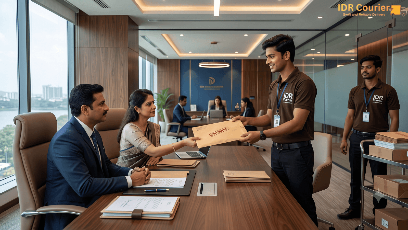 Customer booking a document courier pickup on phone in Bhopal