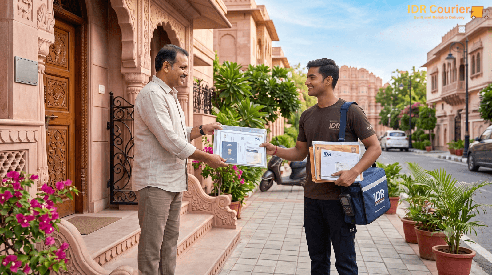 Recipient signing for document delivery confirmation in Bhopal