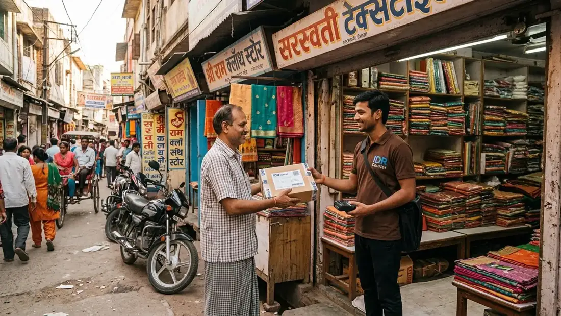 Courier handover at a business premises in Burhanpur