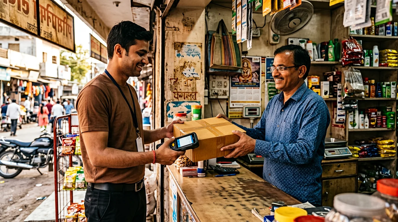 Sealed parcel ready for doorstep pickup in Pithampur from a local business