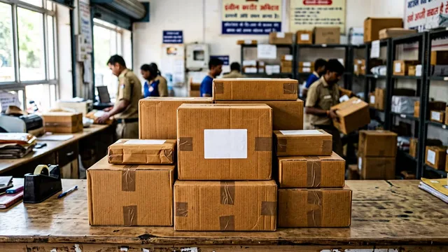Sealed parcels stacked for parcel courier booking in Dewas