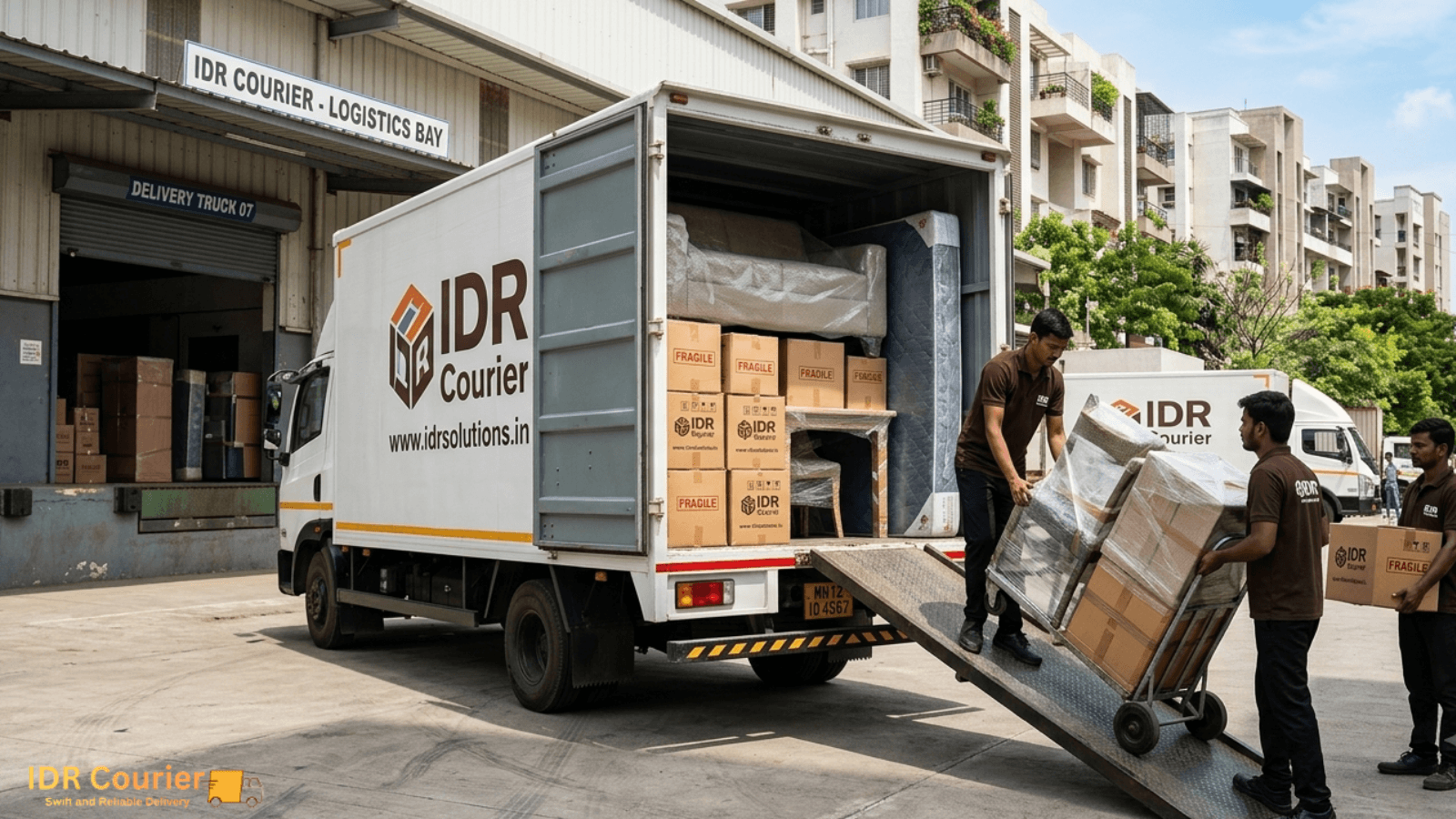 Furniture being loaded for transport by IDR Courier in Indore