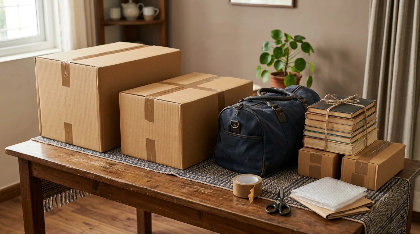 Packed household parcel ready for courier from Pithampur