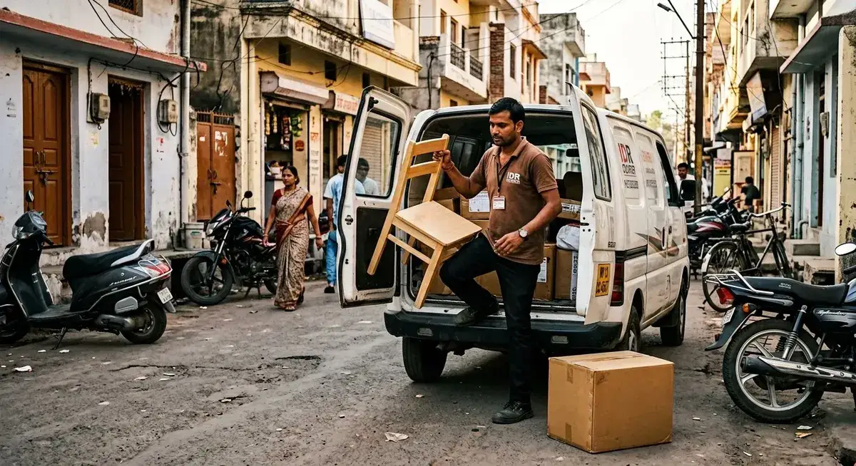 Lightweight furniture and household goods prepared for courier dispatch