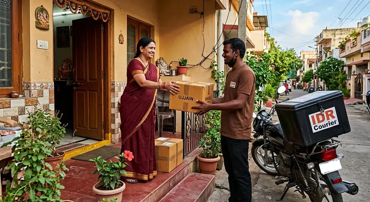 Household cartons being collected for courier pickup