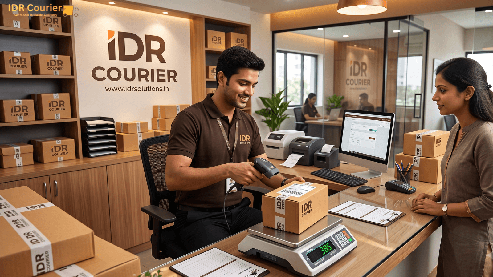 Customer booking a parcel courier pickup on phone in Bhopal
