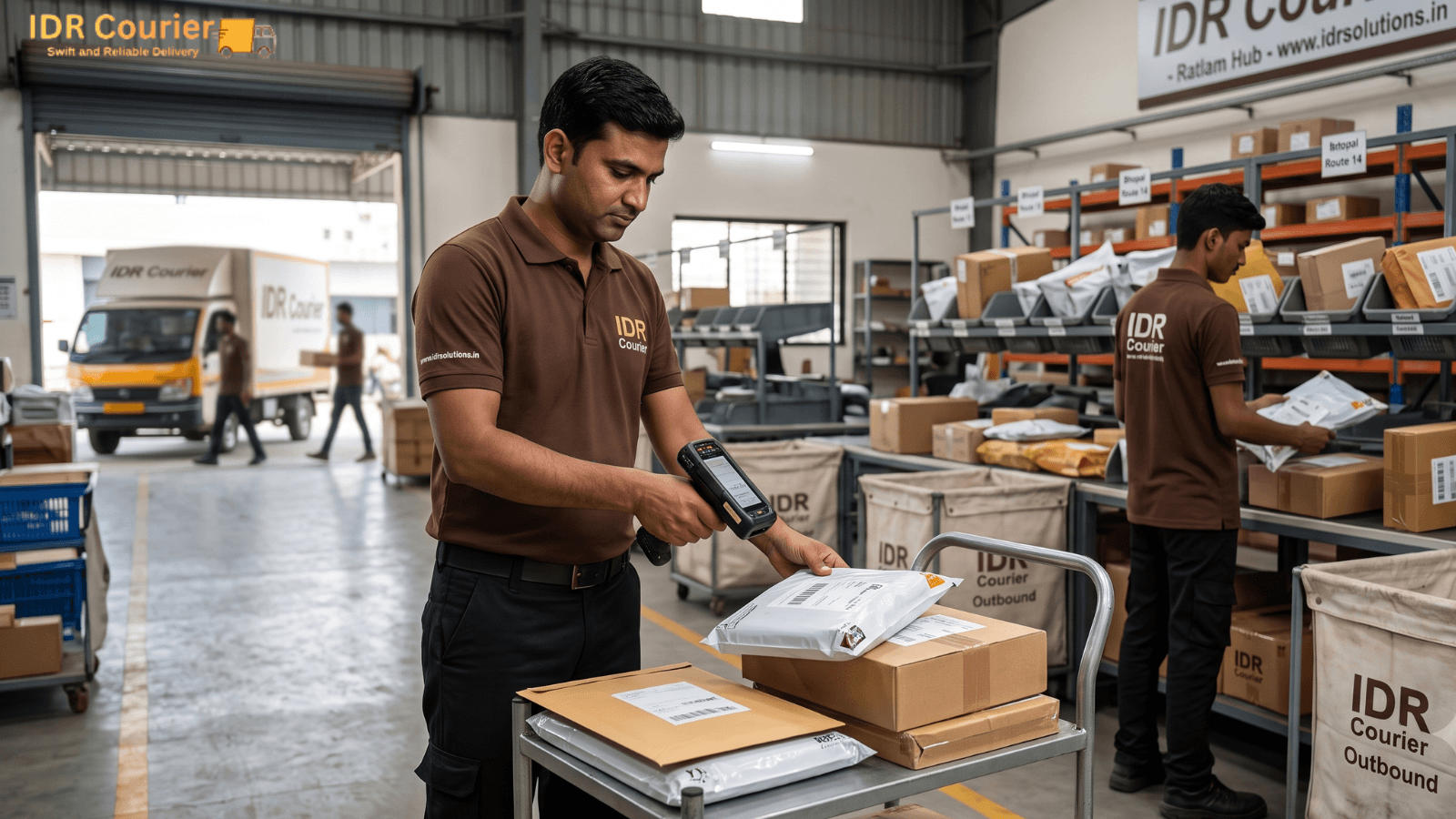 Packed shipment being sorted for fast dispatch through the courier network from Ratlam