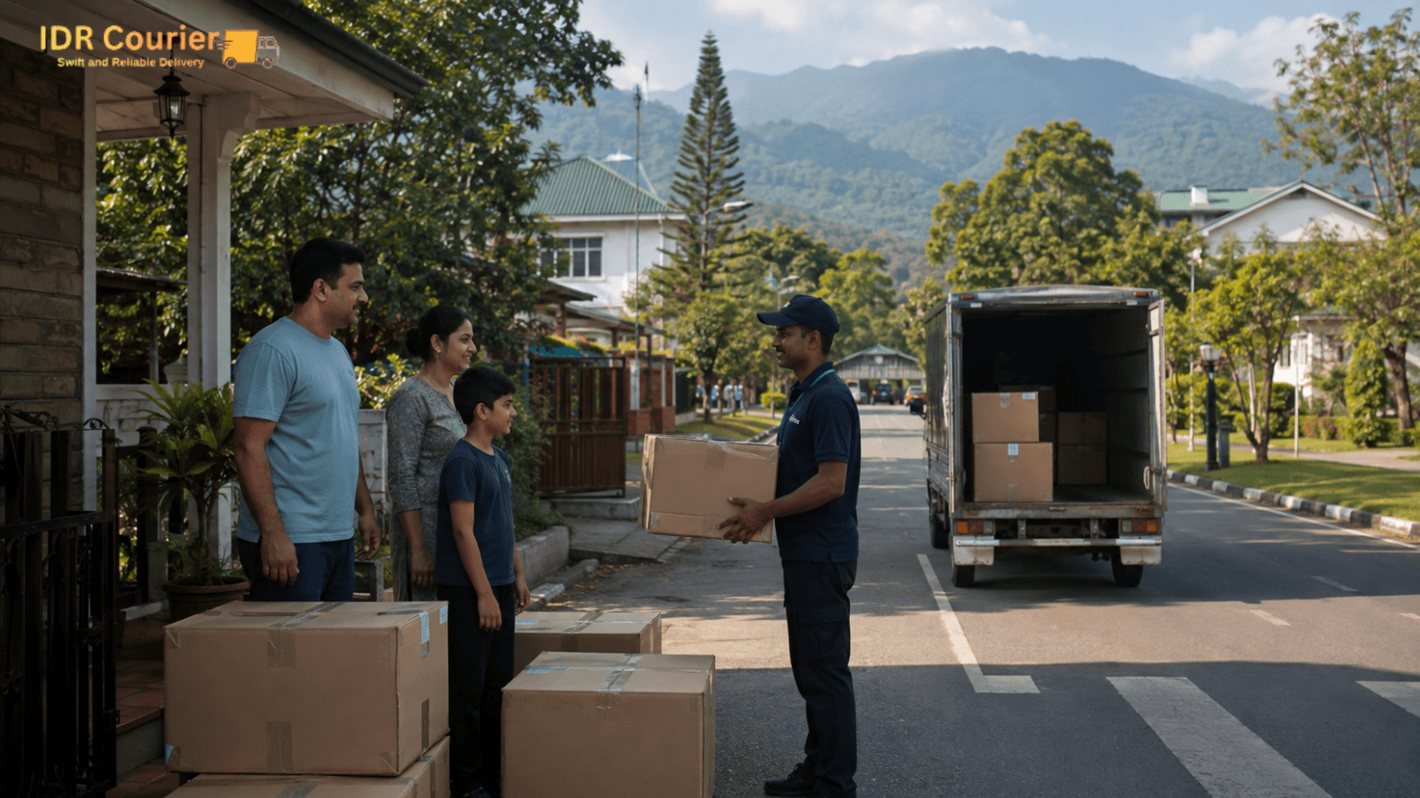 Doorstep courier pickup at an army quarter in Siliguri Cantt